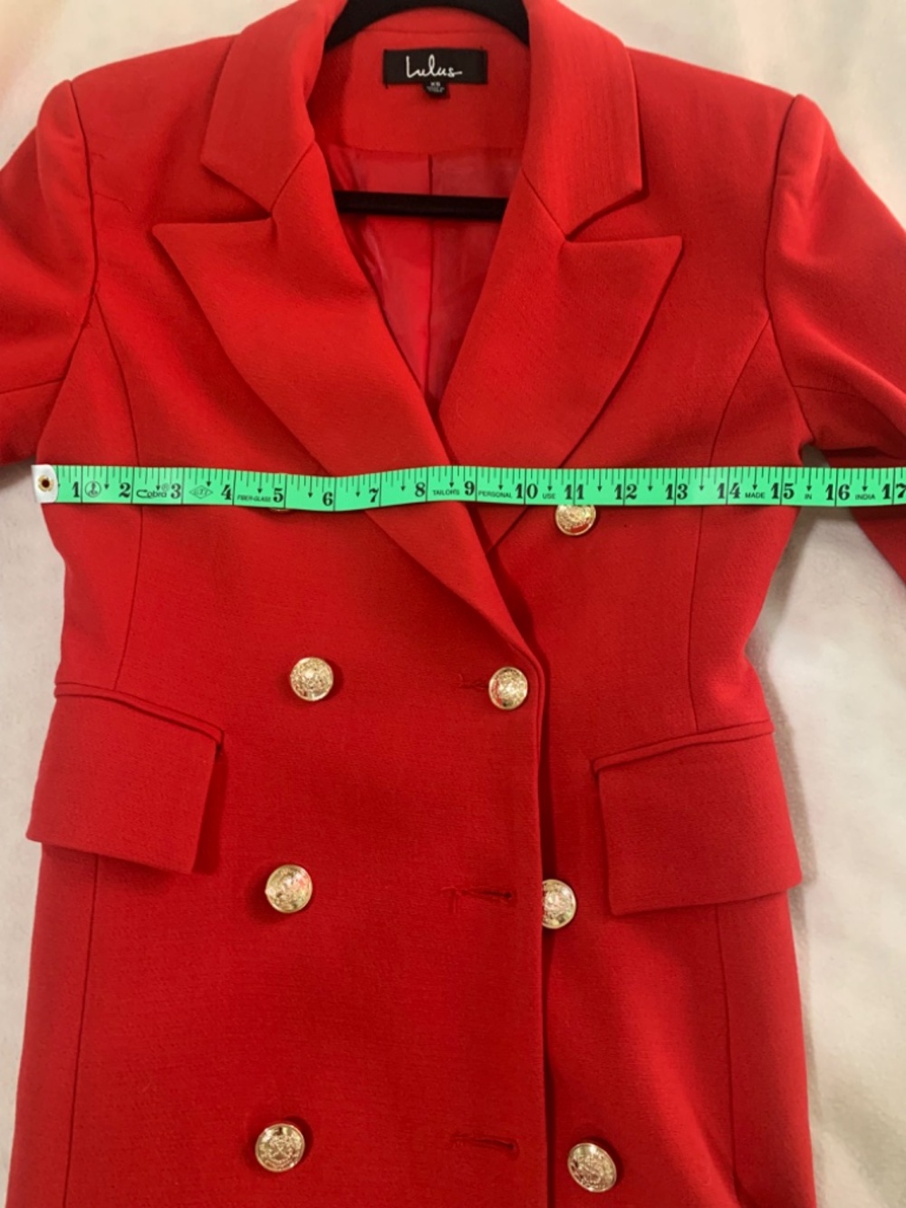 Long Red Gold Button Blazer - Picture 15 of 15